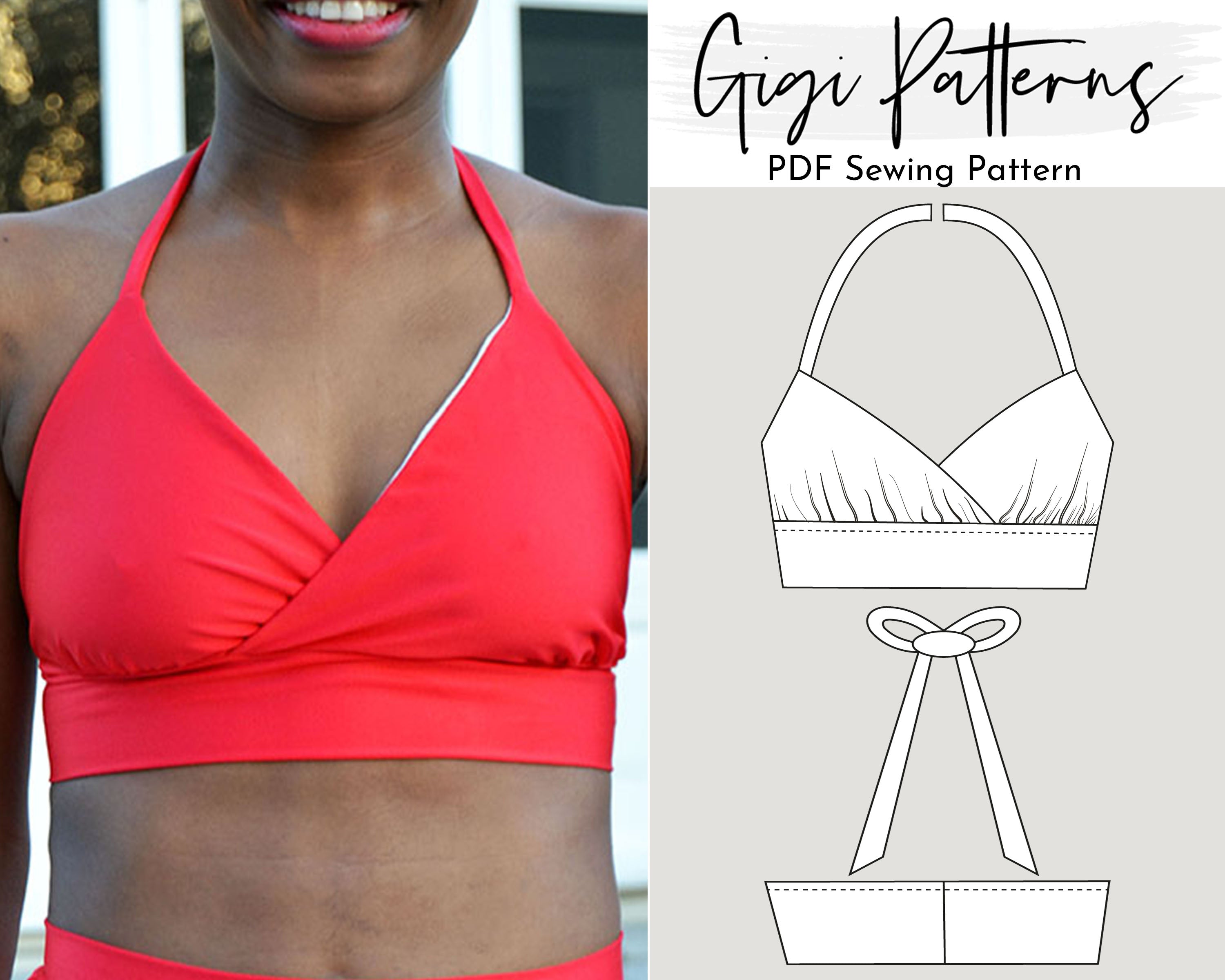 PDF Swimsuit Pattern Gigi Halter Bikini Top – GigiPatterns