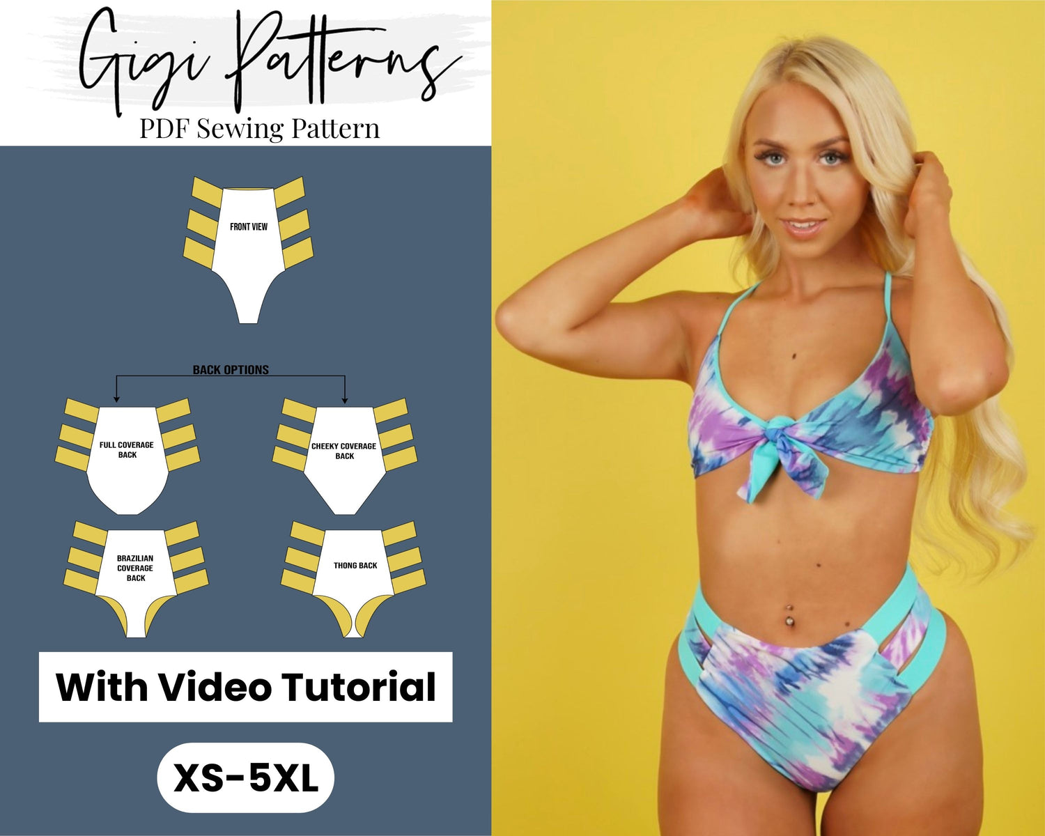 Kiwi Thong DIY Bikini Bottom Digital PDF Sewing Pattern 
