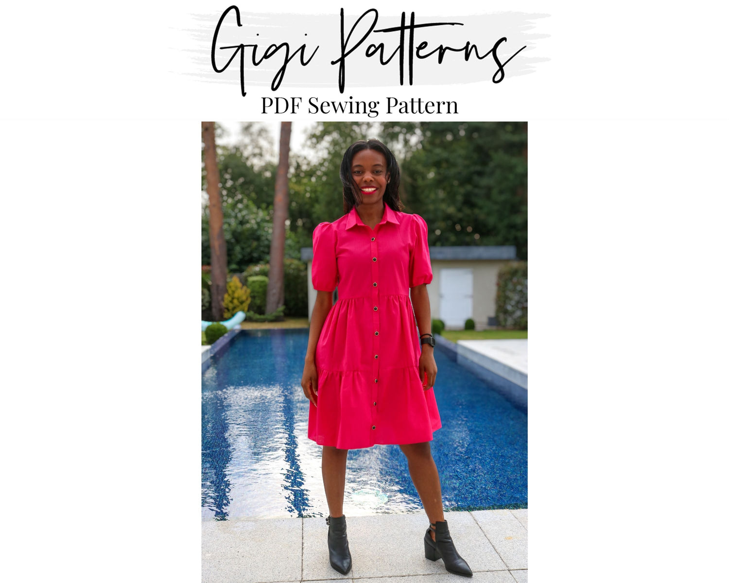 Button Front Ruffle Hem Smock Dress Pattern – GigiPatterns