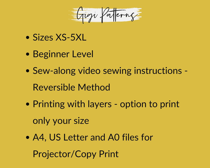 Reversible one-piece swimsuit sewing pattern with deep plunge neckline and halter tie at the neck. Gathered front design with moderate back coverage. Includes sizes XS, S, M, L, XL, 2XL, 3XL, 4XL, 5XL. Comes as a digital PDF download in A4, US Letter, and A0 formats. Includes sew-along video tutorial for beginners.