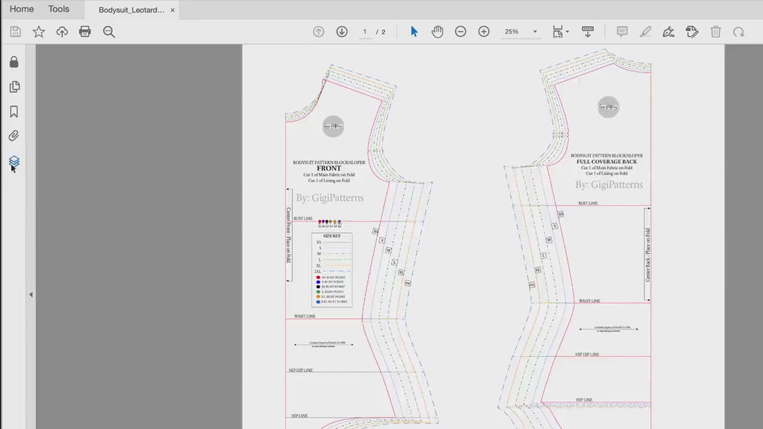 Women's Basic Leotard Sloper Pattern Block // Fashion designer, swimwear basic sloper, sloper pattern pdf, leotard pattern pdf, pole dance, basic-swimwear-block-leotard-sloper-sewing-pattern-pdf-xs-xxl-gigizanti