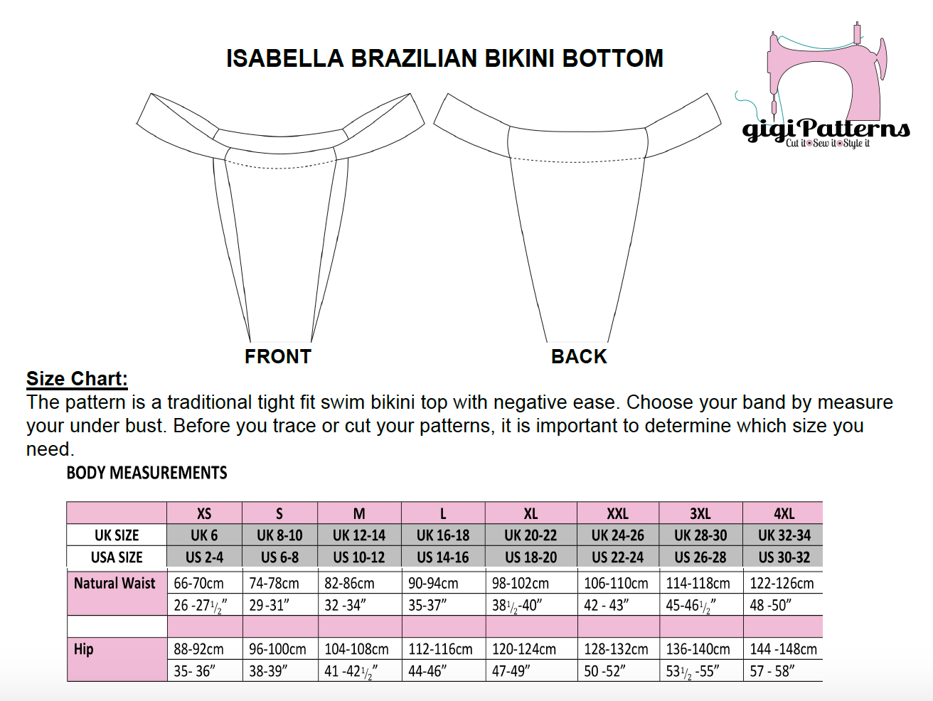 Isabellabrazilianbikinibottompattern, gigipatterns, gigi fashion designer