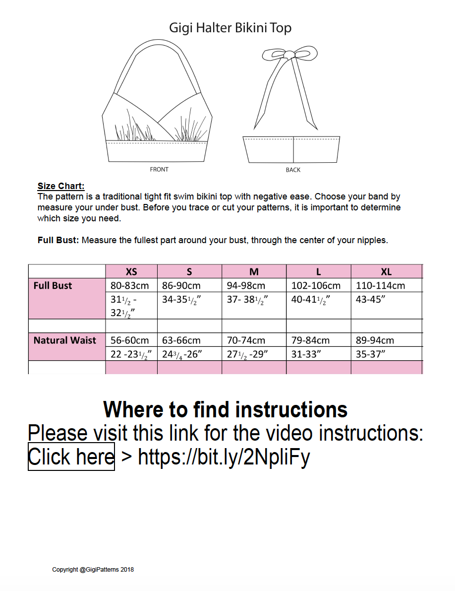PDF Swimsuit Pattern Gigi Halter Bikini Top
