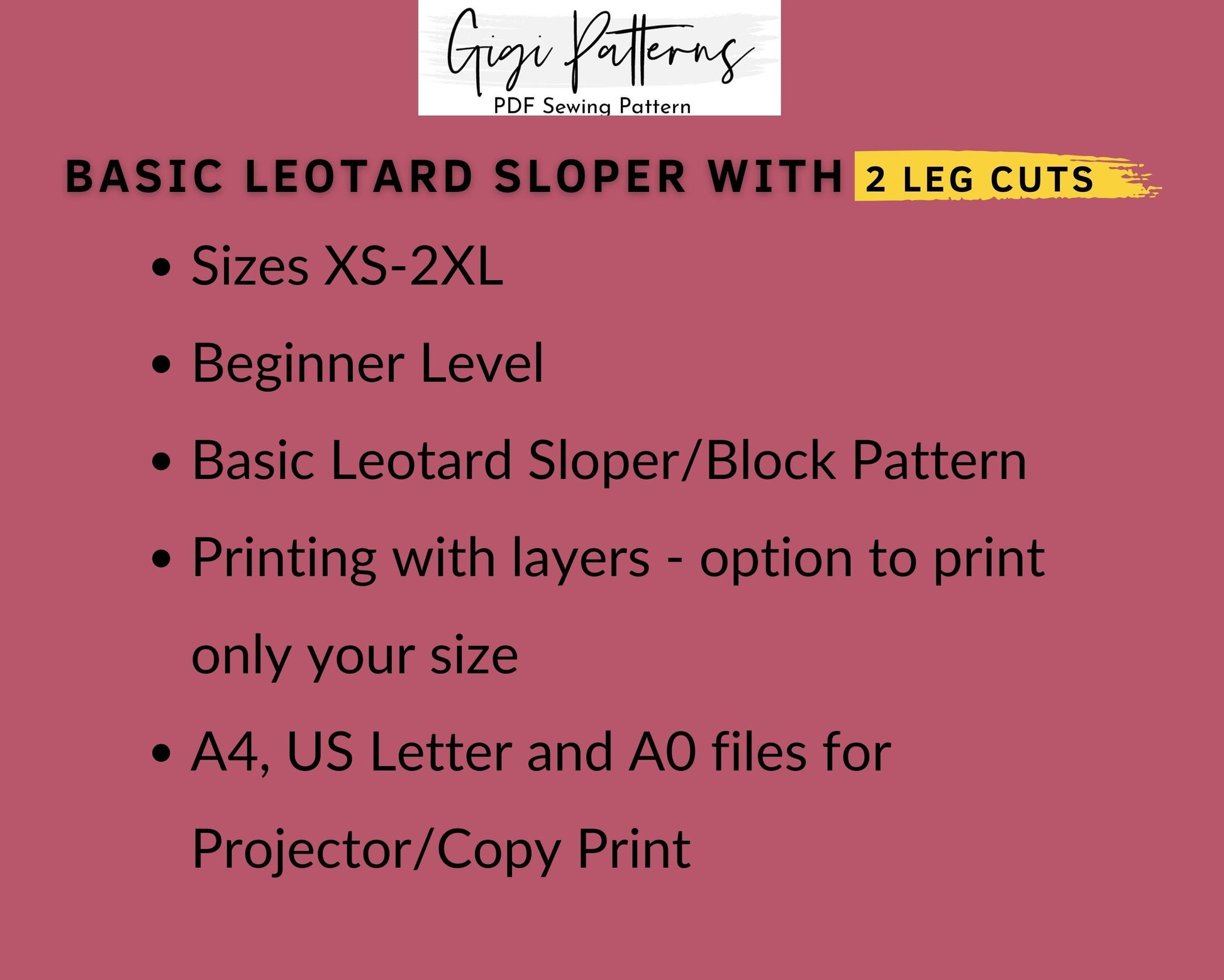 Women's Basic Leotard Sloper Pattern Block // Fashion designer, swimwear basic sloper, sloper pattern pdf, leotard pattern pdf, pole dance