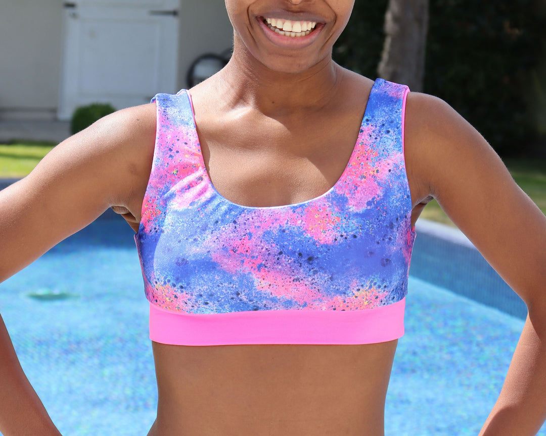 Bikini Pattern, Swimsuit Pattern, Sports Bikini Top, Reversible Seamless Swimsuit, Reversible sporty bikini top sewing pattern with scoop neckline and wide straps. Ideal for active swimwear. Digital PDF includes A4, US Letter, and A0 formats. Sizes XS, S, M, L, XL, 2XL, 3XL, 4XL, 5XL. Step-by-step video tutorial included.